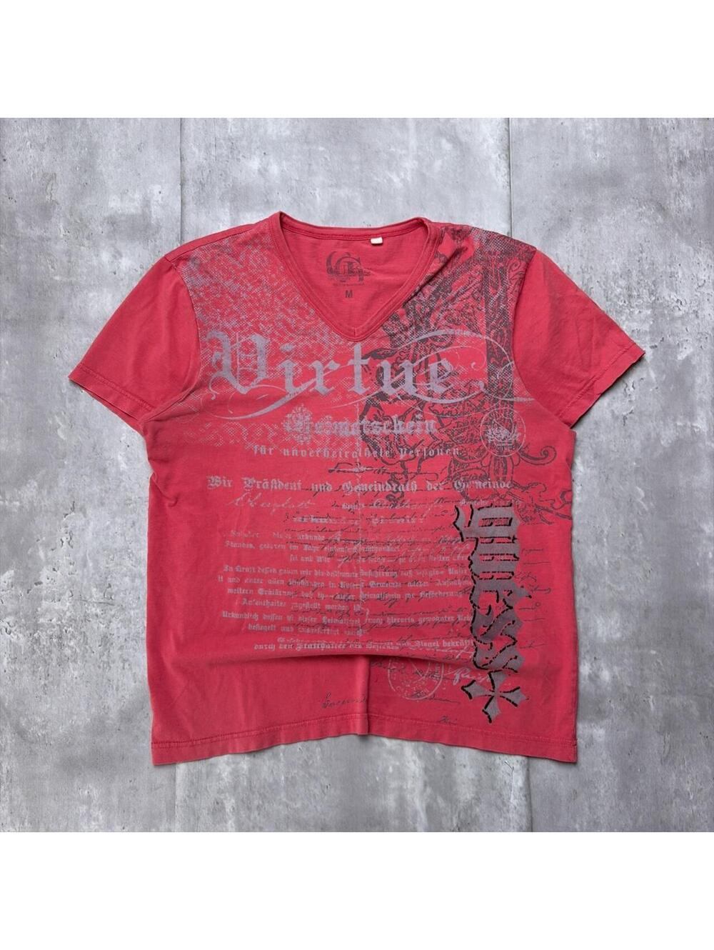 Y2K Red Guess Grunge Gothic Skater T-Shirt